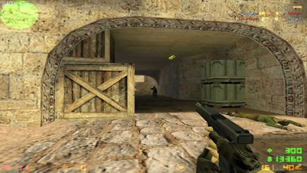 Counter-Strike 1.6 gameplay screenshot (terrorist with glock de_dust2 near ct base attacking Counter-Terrorist) you can DOWNLOAD Counter-Strike 1.6 game absolutely free from our web page.