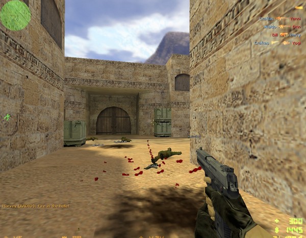 Counter-Strike 1.6 gameplay screenshot number four (Counter-Terrorist killed terrorist with headshot from USP on 1st round). You can download CS 1.6 torrent using uTorrent application, with uTorrent you will get max. download speed and you also can pause/resume cs 1.6 torrent download whenever you want - Just click on Download Counter-Strike 1.6 torrent. button.
